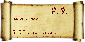 Held Vidor névjegykártya